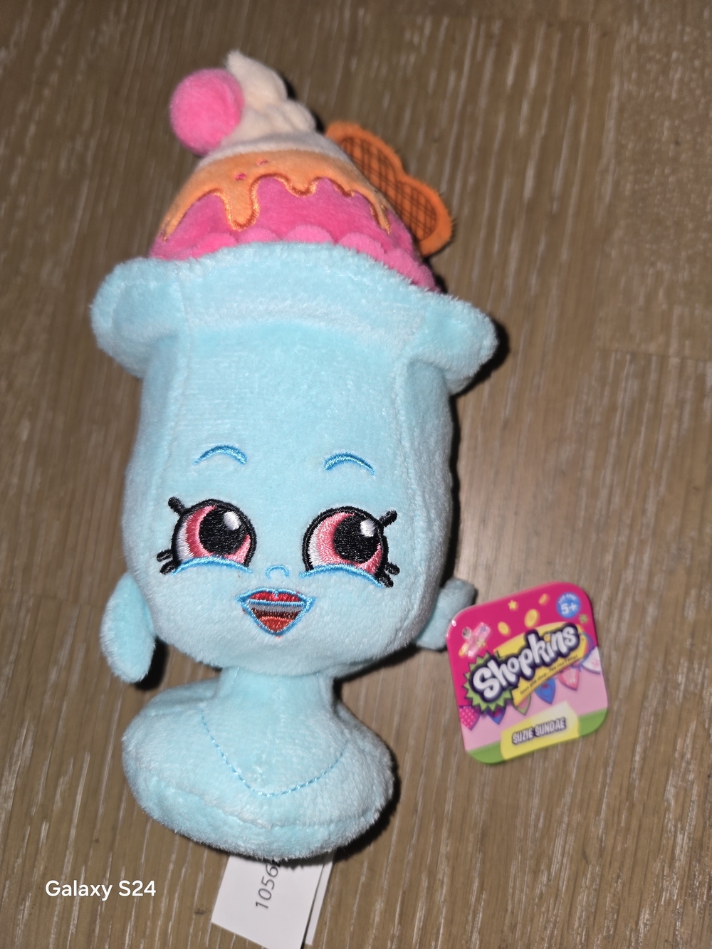 Shopkins Light Blue Suzie Sundae Plush with Pink and Orange Topping